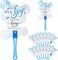 50 Bear Baby Shower Fans – Handheld Party Favors, Gender Reveal Decor (Blue)